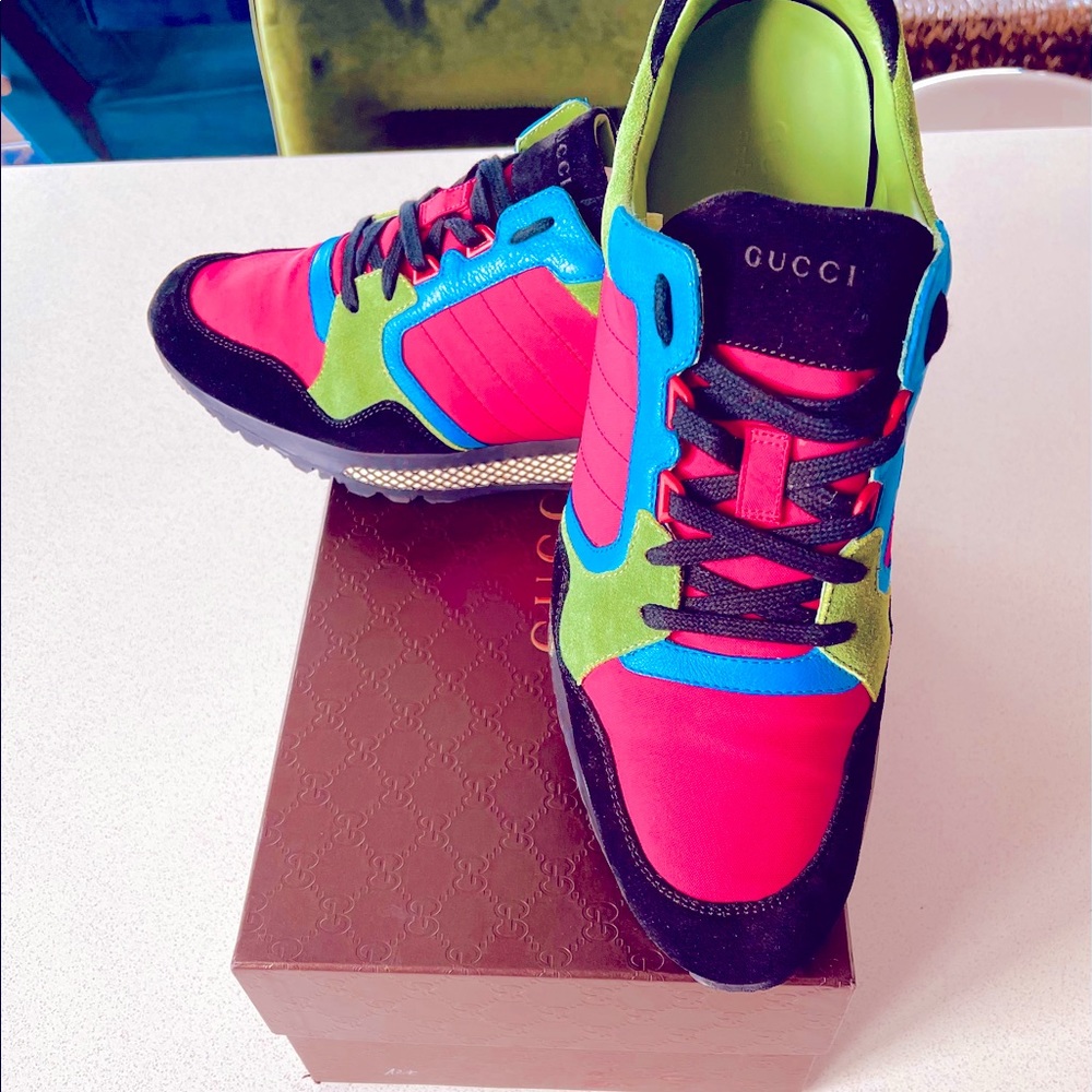 Gucci sneakers neon multi-color suede